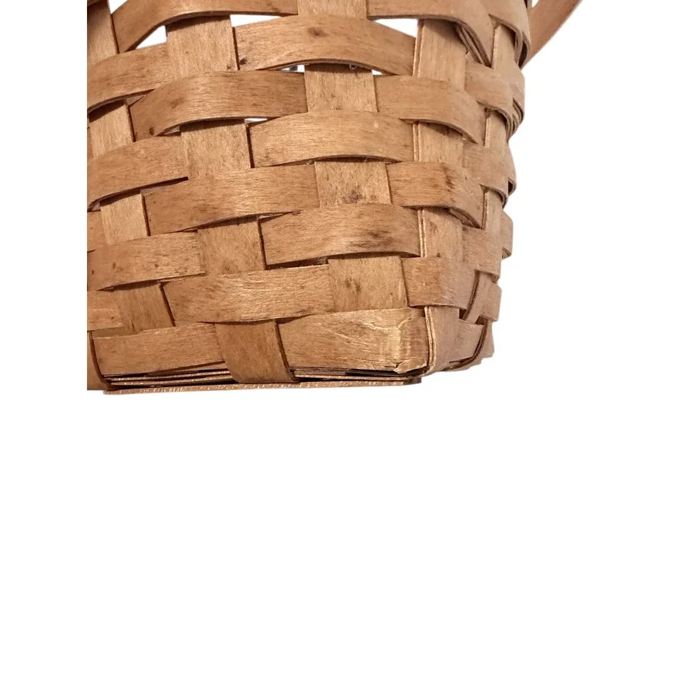 Longaberger Basket Handwoven Round Tapered Swinging Handle Natural Wood USA Made